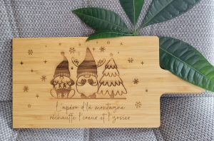 Planchette Apéro en Bambou Gnomes de Noël
