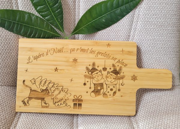 Planchette Apéro en Bambou Chats